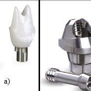 a): Stock/standardized healing abutments b): Custom healing abutment ...