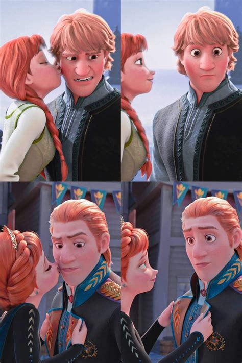 Look at how Anna's kisses give Kristoff a high sense of relief. : r/Frozen