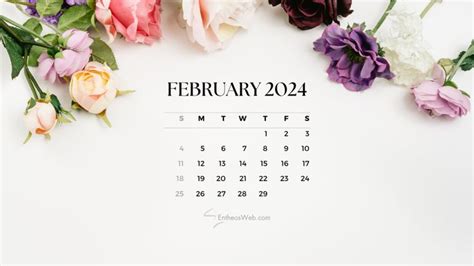 a calendar with flowers on it for the month of february