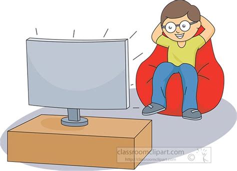 Entertainment Clipart - boy-sitting-on-a-beanbag-watching-tv ...