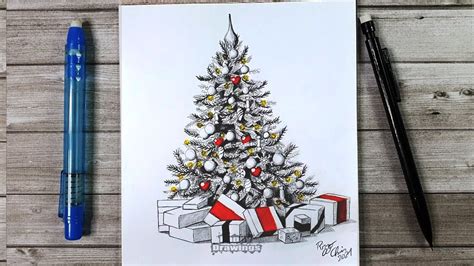 A Christmas Tree Pencil Sketch Drawing How to Draw a Christmas Tree ...