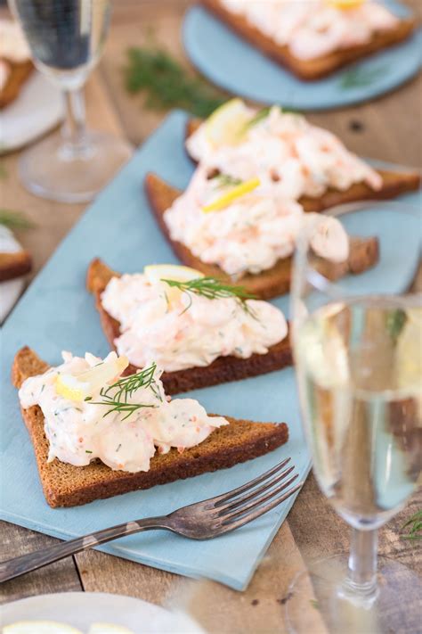 Swedish Shrimp Salad Skagenröra on Rye Toast • Electric Blue Food | Recipe | Delicious seafood ...