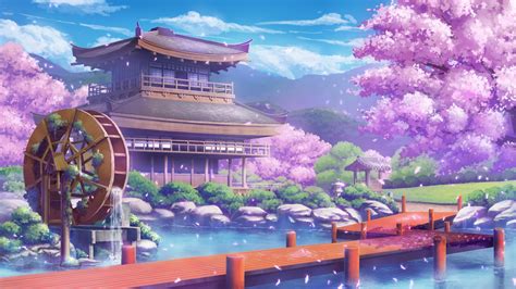 Cherry Blossom Serenity - Anime House 4K Ultra HD Wallpaper by 黒猫