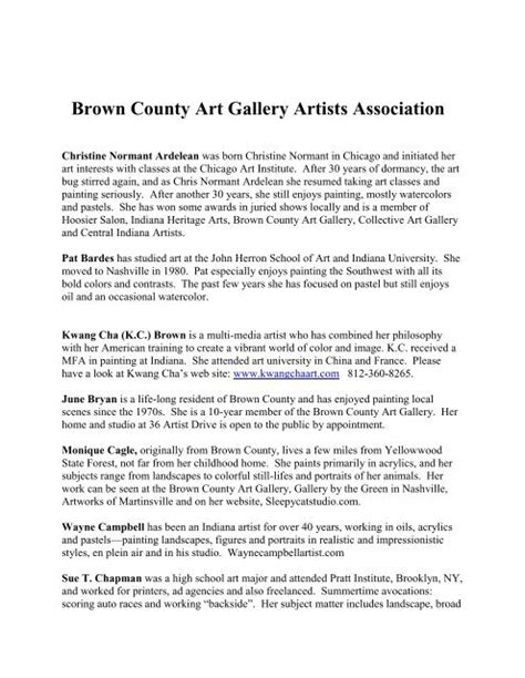 Brown County Art Gallery Artists Association