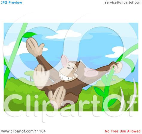 Cute Monkey Swinging on Vines in a Rainforest Clipart Illustration by AtStockIllustration #11164