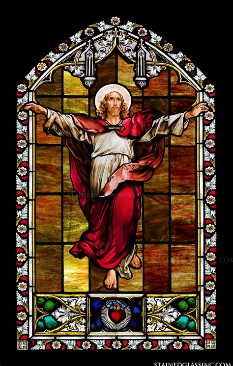 "Ascension of Lord Jesus" Religious Stained Glass Window