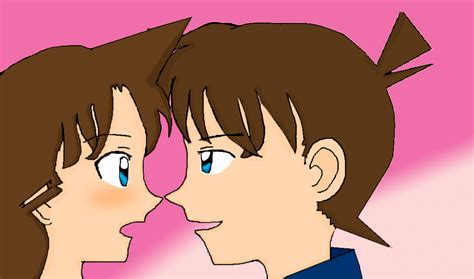 ran x shinichi kiss by poke557 on deviantART