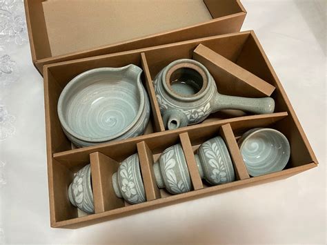 Korean Yeoju Flower Pottery Tea Set for 5 People - Etsy