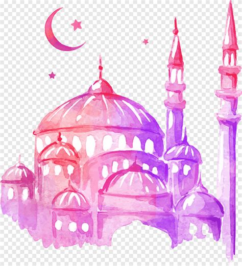 Ramadan Drawing Mosque Watercolor painting, Dream colorful Castle, Taj ...