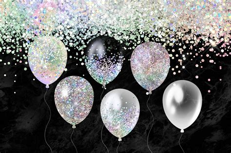 Holographic Glitter Balloons Clipart By Digital Curio | TheHungryJPEG