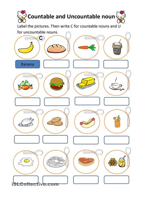 Countable And Uncountable Nouns – Worksheets Samples