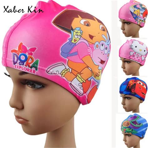 Kids swimming caps Cartoon Swimming Caps Baby Boys&Girls Swimming Caps 2 10y Swim Hats Bathing ...