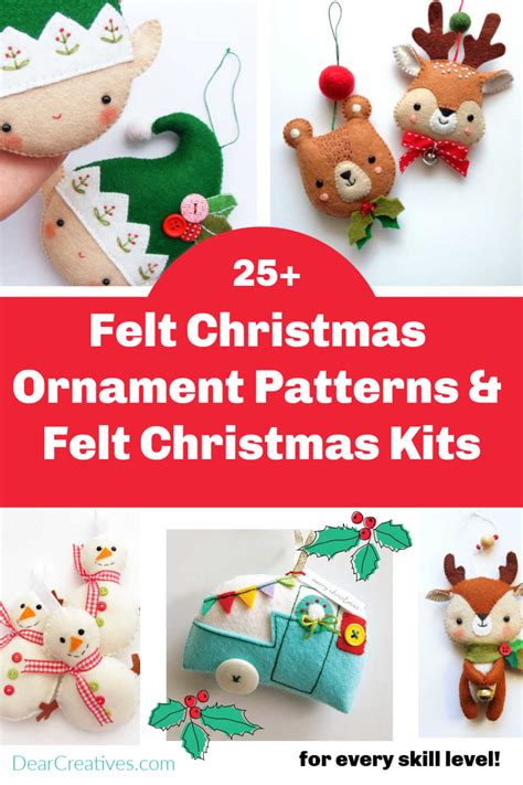 Felt Christmas Ornament Patterns And Kits For All Skill Levels Dear Creatives