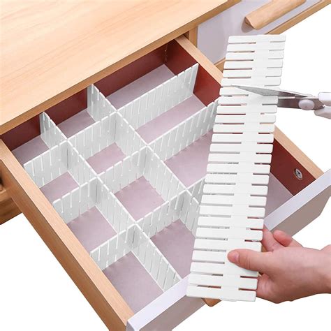 Drawer Divider 8pcs Adjustable DIY Storage Organizer Separator for Tidying Clutter Cutlery ...