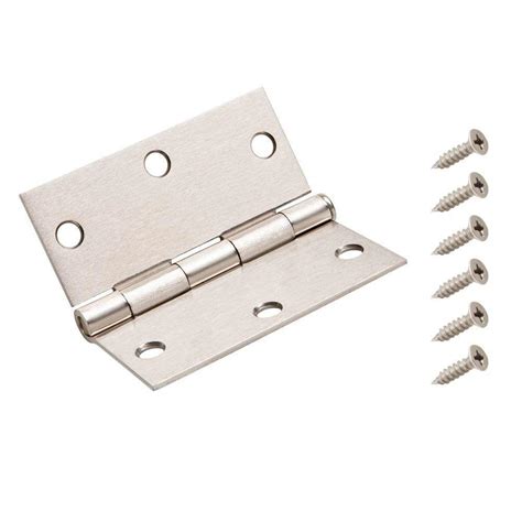 Everbilt 3 in. Square Corner Satin Nickel Door Hinge 14979 - The Home Depot