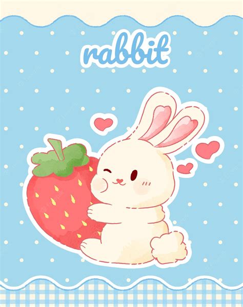 Premium Vector | Cute bunny with a strawberry Watercolor advanced ...