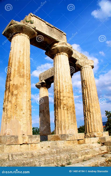 Apollon temple in corinth stock photo. Image of sunny - 14814194