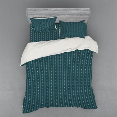 Teal and Yellow Duvet Cover Set, Pattern with Vertical Abstract ...