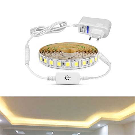 LED Under Cabinet light Dimmable LED Strip 5m 220V 110V to 12V Touch Switch Dimmer DIY Kitchen ...