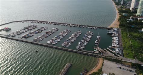 Aerial view of Marina yacht boat on the bay 1622115 Stock Video at Vecteezy