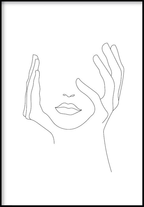 Hands On Face Line Art Poster – GlamPosters