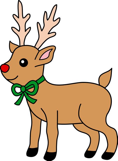 Cute Red-Nosed Reindeer Clipart - Free Clip Art