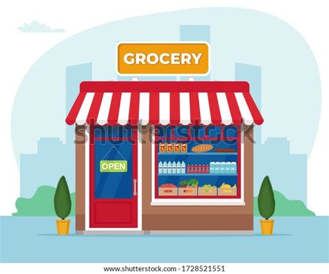 Grocery Store Front Commercial Property Market Stock Vector (Royalty ...