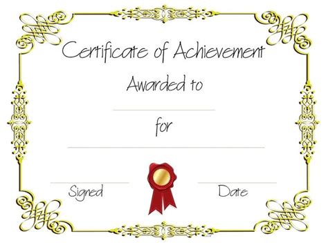 Certificate Of Achievement Printable 001 | Certificate of achievement template, Awards ...