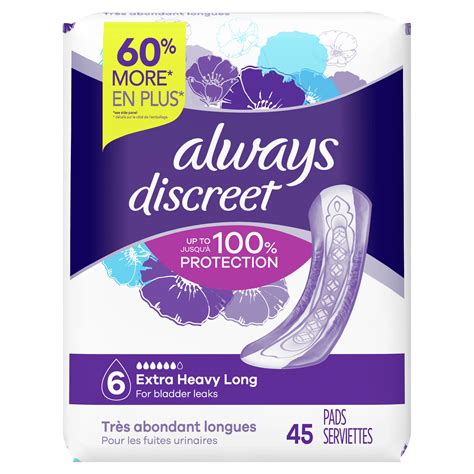 Always Discreet Extra Heavy Incontinence Pads, Long Length, 90 ct - Walmart.com - Walmart.com