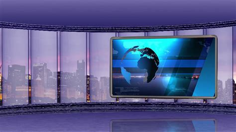 News TV Studio Set 40-Virtual Green Screen Background Loop Stock Video ...