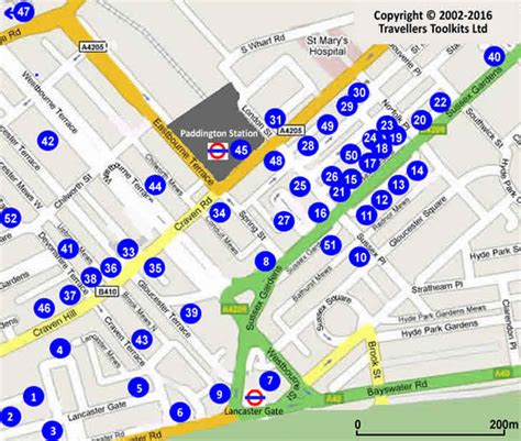 Paddington & Lancaster Gate Hotel Street Map - Hotels / B&B's