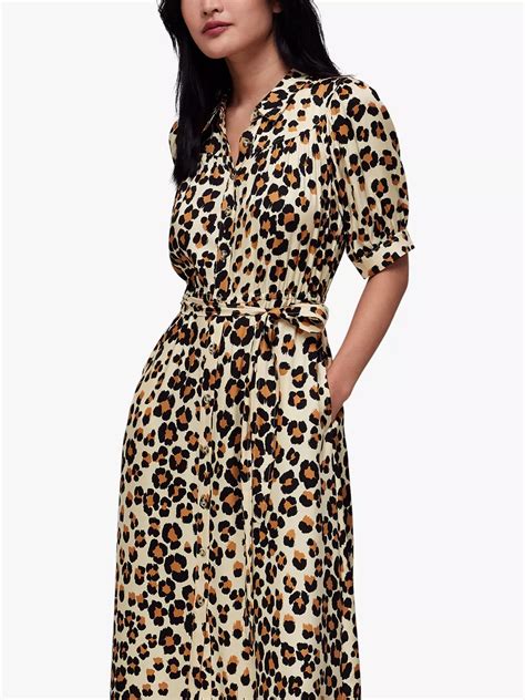 Whistles Painted Leopard Midi Dress, Leopard Print at John Lewis & Partners