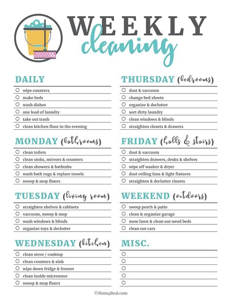 Printable Cleaning Schedule Form For Daily & Weekly Cleaning - Free Printable Cleaning Schedule ...