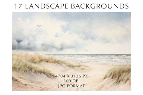 COASTAL Watercolor Landscape Backgrounds By ArtFM | TheHungryJPEG