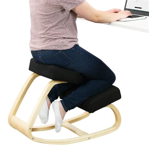 VIVO Ergonomic Wooden Rocking Kneeling Chair, Rocker Stool for Home and Office, Angled Posture ...