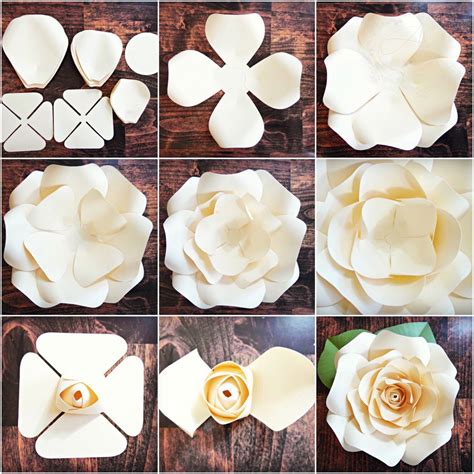 Diy giant paper rose pattern templates and tutorials garden birthday party decor flower wall ...