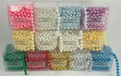 6MM Faux Pearl Plastic Craft BEADS on a String - 10 Feet in a BOX ...