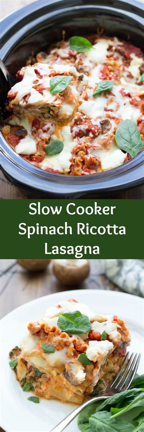 Slow Cooker Spinach Ricotta Lasagna