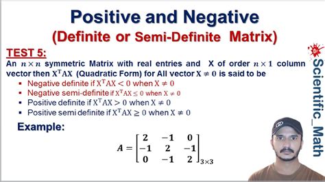 Test 5 For Positive and Negative Definite or Semi-Definite Matrix with Example | Symmetric ...