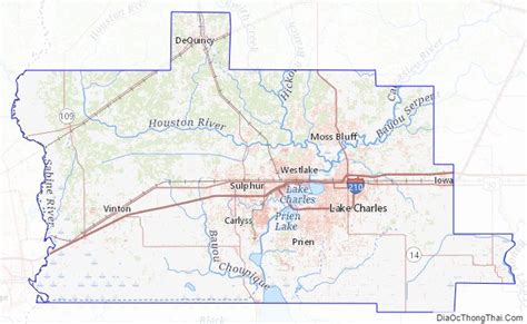 Map of Calcasieu Parish, Louisiana - Thong Thai Real