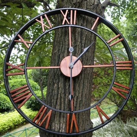 Large Outdoor Wall Clock Mute Hollow Battery Operated | Etsy | Outdoor clock, Wall clock, Roman ...