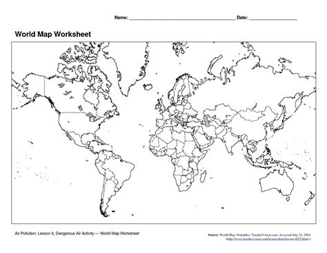 Blank World Map Quiz Printable - Printableblank.net