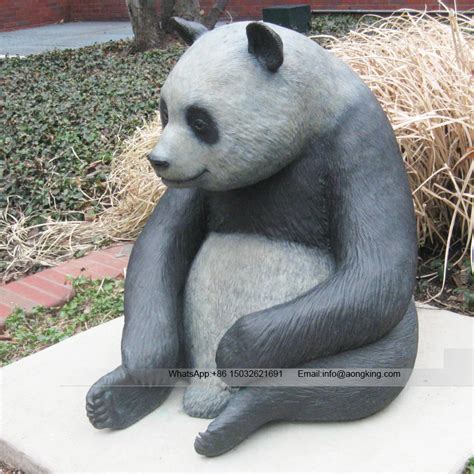 Panda animal life size statue cute bronze art sculpture | Animal Sculptures