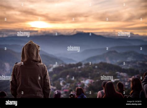 Sunrise watching at Mines View Park, Baguio, Philippines Stock Photo ...