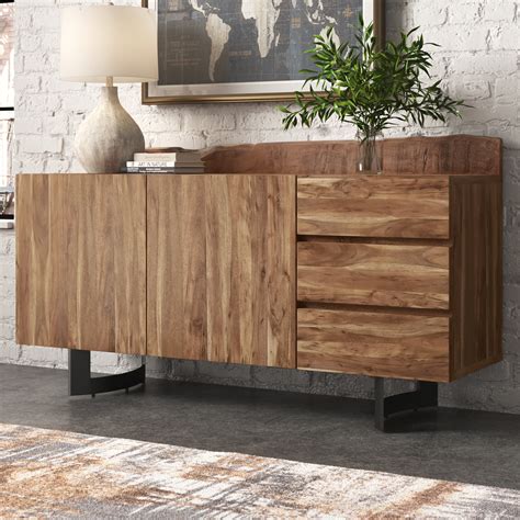 Steelside™ Kenmore Solid Acacia Wood Sideboard & Reviews | Wayfair