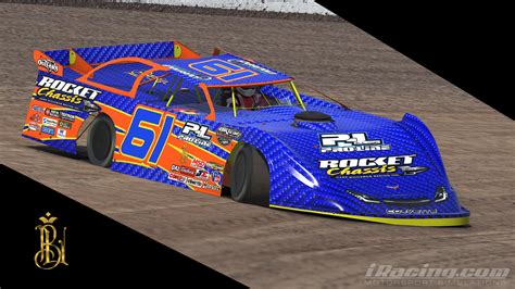 Dirt Late Model Rocket Chassis Blue Carrbon Fiber by Brandon Leimkuhler - Trading Paints