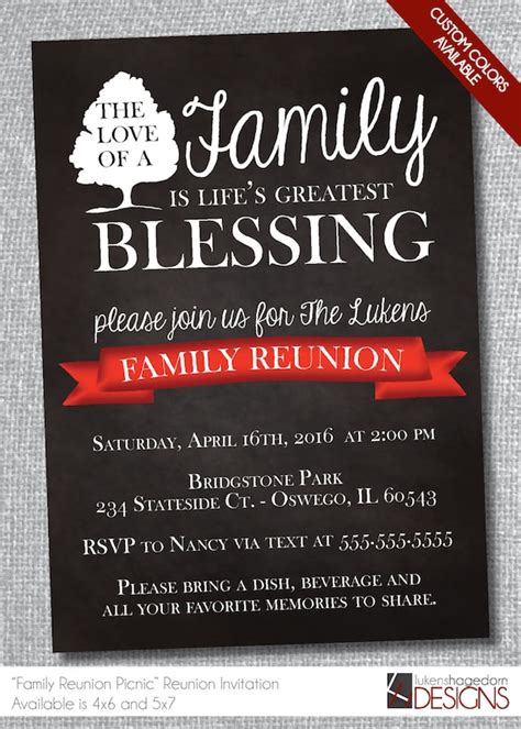 Family Reunion Chalkboard Invitation-Digital File-Custom