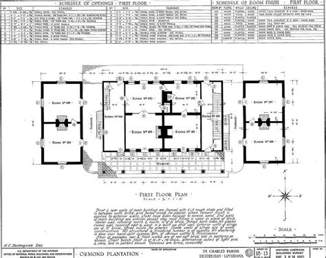 Floor Plans and Elevations Ormond Plantation, Destrehan Louisiana