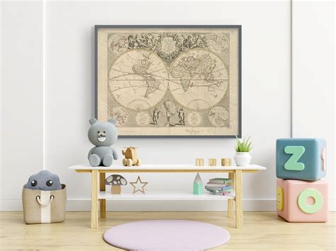 Large World Map Wall Art Print - Etsy