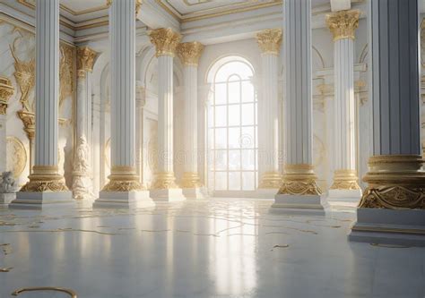 3d Columns Wallpaper. Interior Old Palace Stock Illustration - Illustration of light, ceiling ...